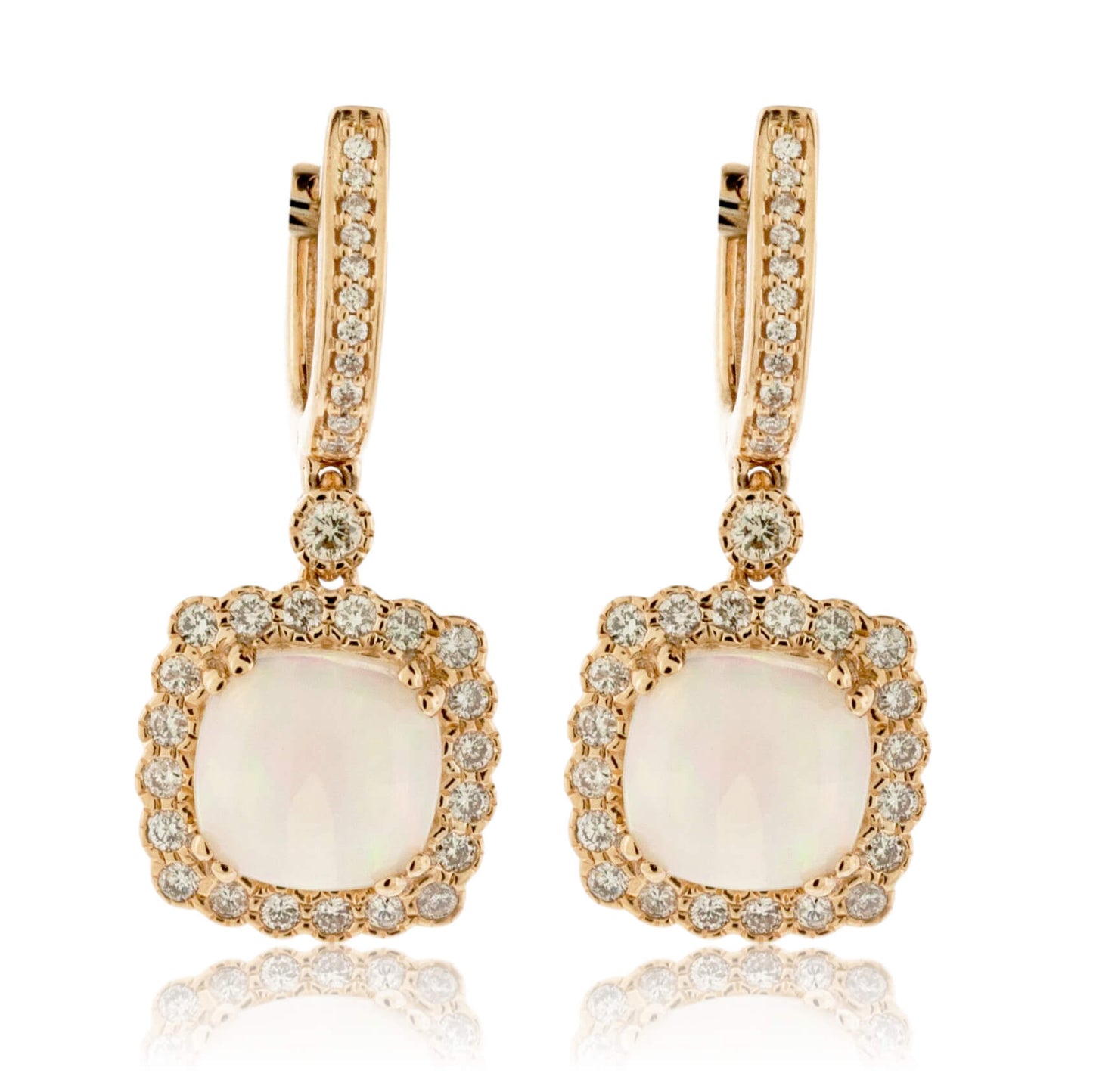 Opal Cabochon Dangle Milgrain Style Earrings - Park City Jewelers