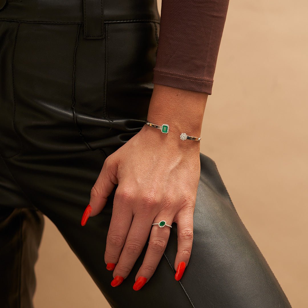 Open Center Diamond & Emerald Bracelet - Park City Jewelers