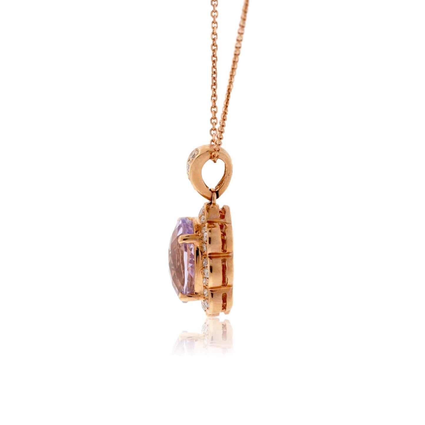 Oval Amethyst and Diamond Halo Vintage Style Pendant - Park City Jewelers