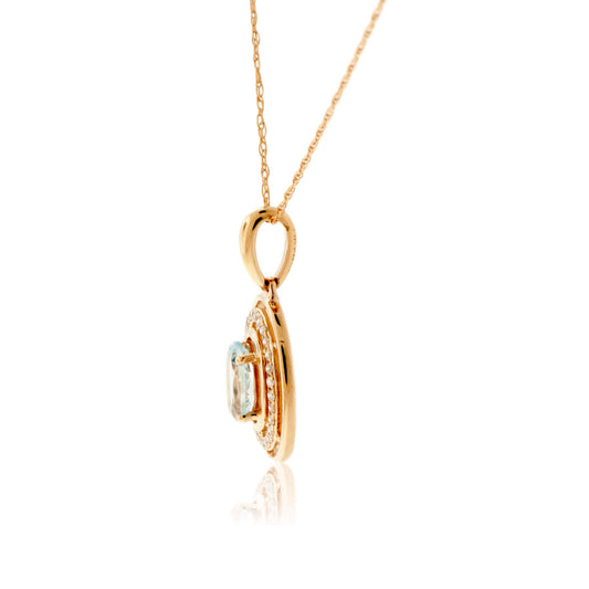 Oval Aquamarine and Diamond Double Oval Pendant - Park City Jewelers