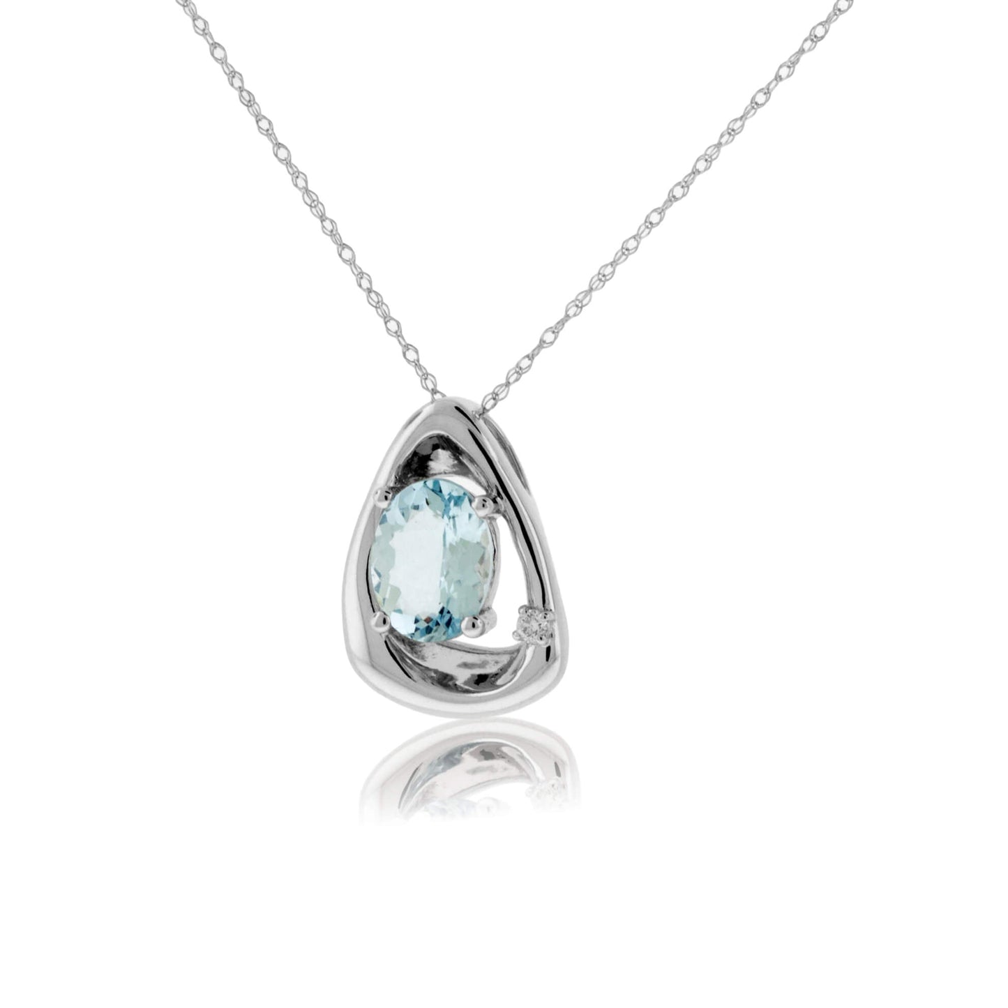 Oval Aquamarine with Geometric Design Pendant - Park City Jewelers