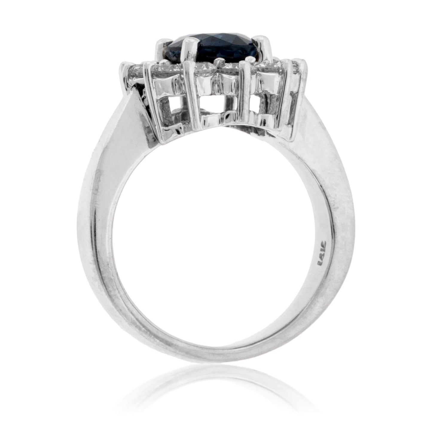 Oval Blue Sapphire & Classic Diamond Halo Ring - Park City Jewelers