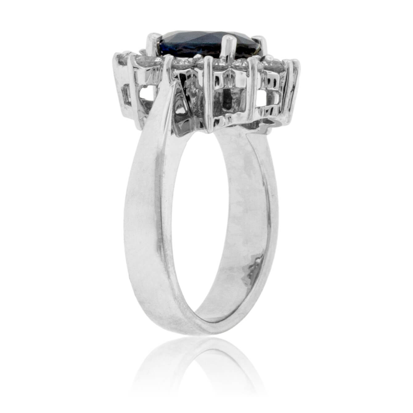 Oval Blue Sapphire & Classic Diamond Halo Ring - Park City Jewelers