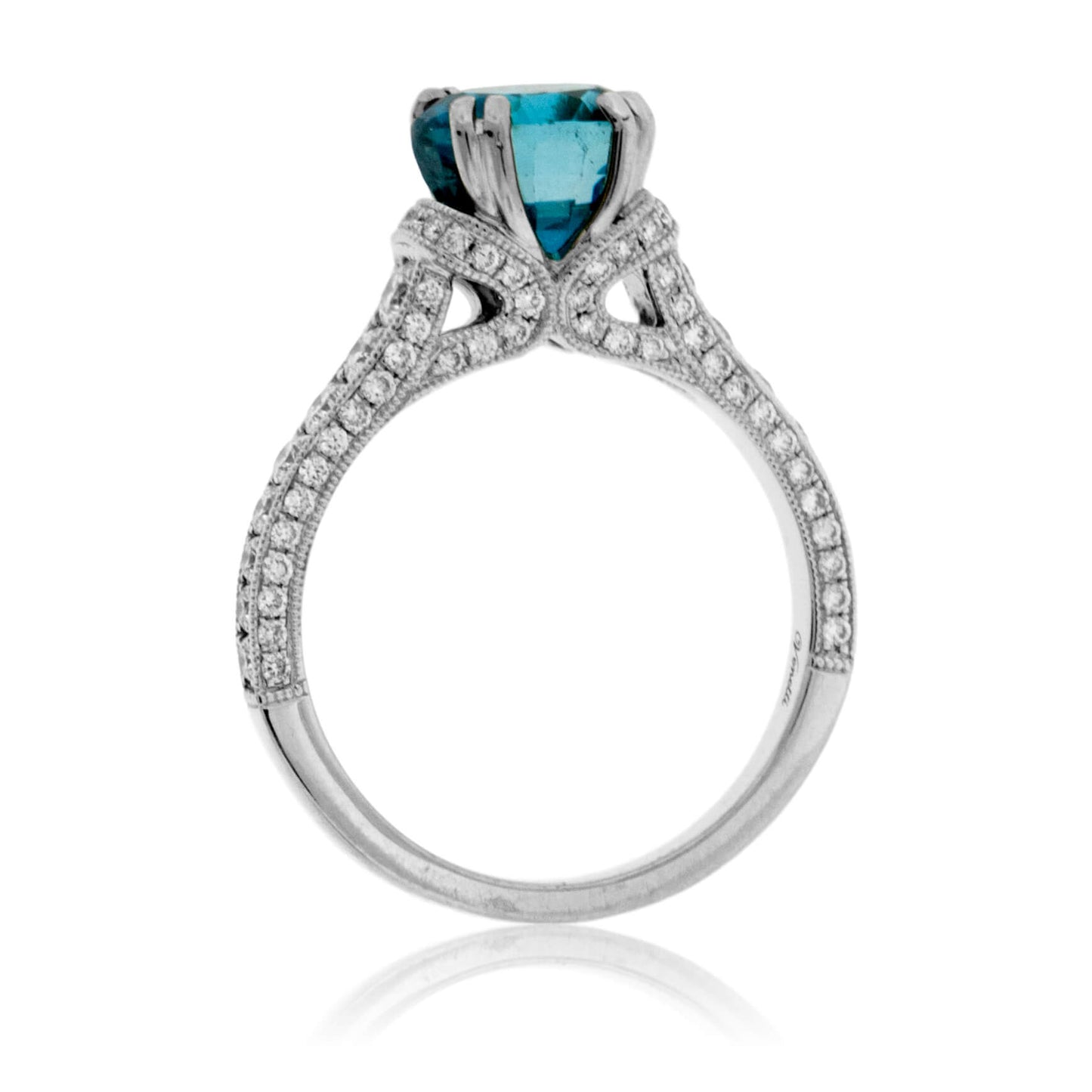 Oval Blue Zircon and Diamond Ring - Park City Jewelers