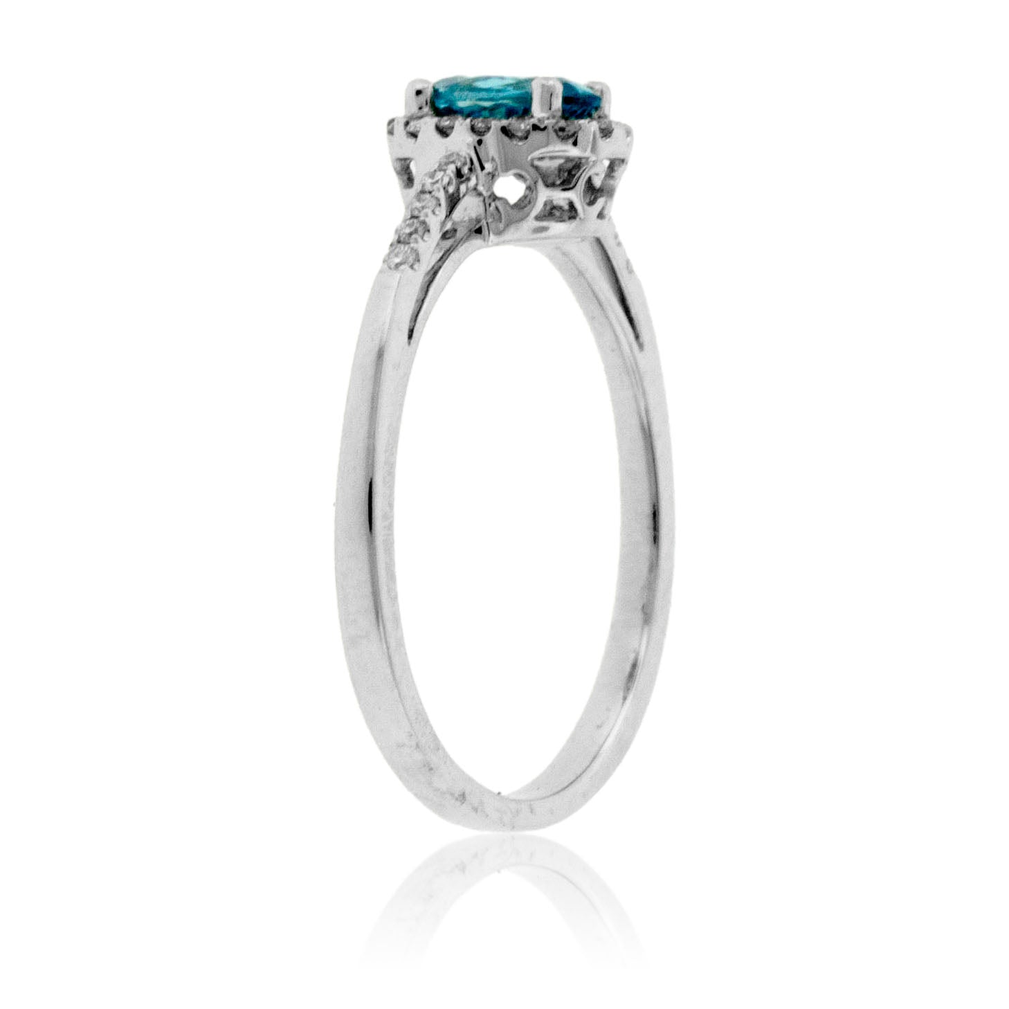 Oval Blue Zircon & Diamond Halo Ring - Park City Jewelers
