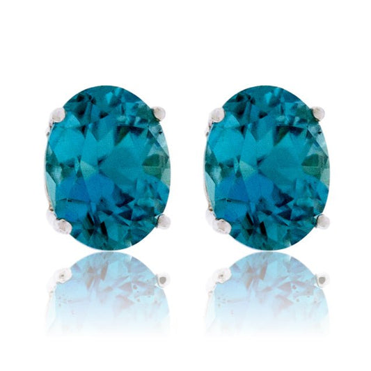 Oval Blue Zircon Stud Post Earrings - Park City Jewelers