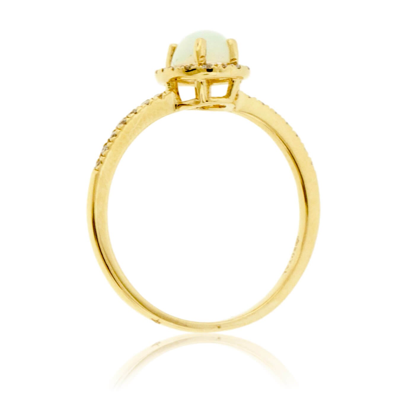 Oval Cabochon Opal Ring with Diamond Halo - Park City Jewelers
