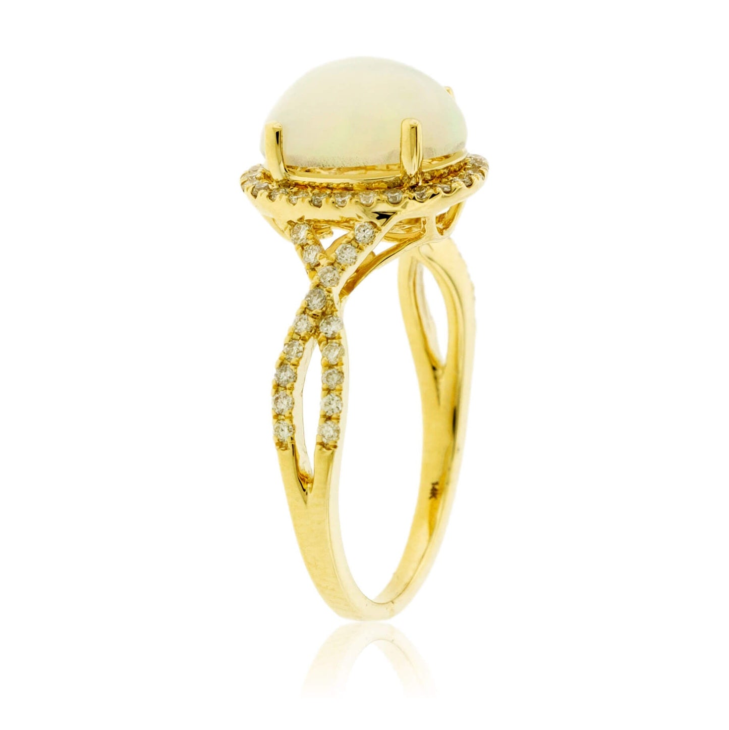 Oval Cabochon Opal Ring with Diamond Halo - Park City Jewelers