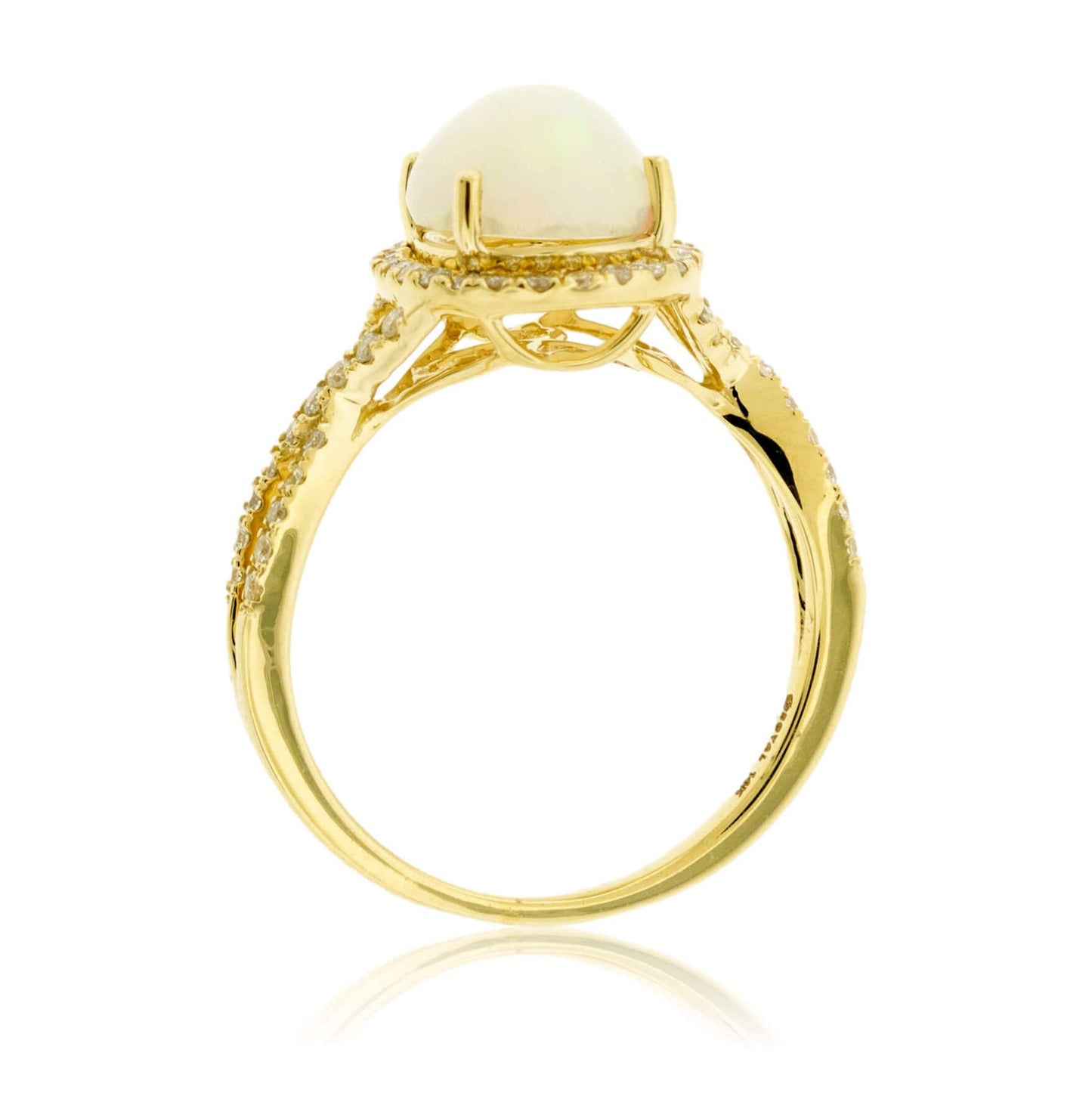Oval Cabochon Opal Ring with Diamond Halo - Park City Jewelers