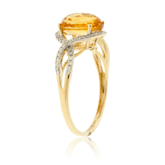 Oval Citrine and Diamond Halo Ring - Park City Jewelers