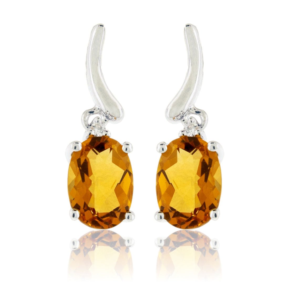 Oval Citrine Dangle Earrings with Diamond Accent - Park City Jewelers
