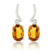 Oval Citrine Dangle Earrings with Diamond Accent - Park City Jewelers
