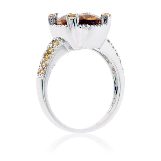 Oval Citrine, Yellow Sapphire and Diamond Ring - Park City Jewelers