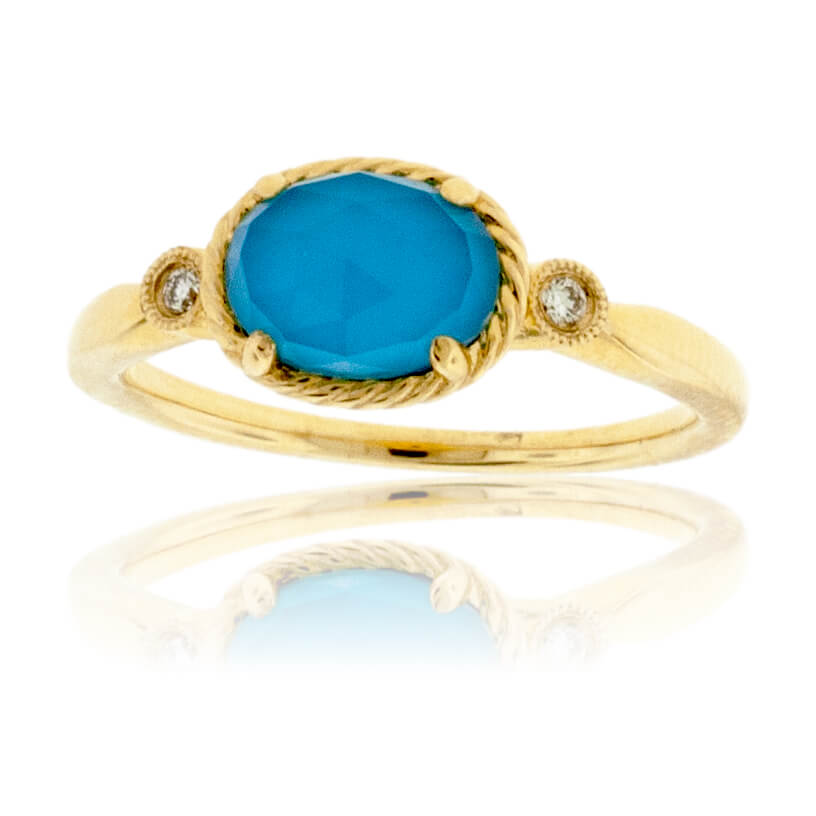 Oval Crystal Over Turquoise & Diamond Ring - Park City Jewelers