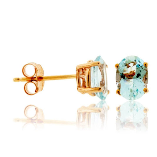 Oval Cut Aquamarine Stud Earrings - Park City Jewelers