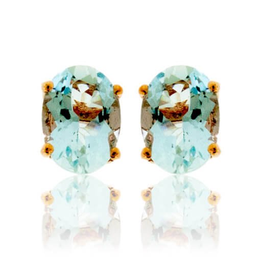 Oval Cut Aquamarine Stud Earrings - Park City Jewelers