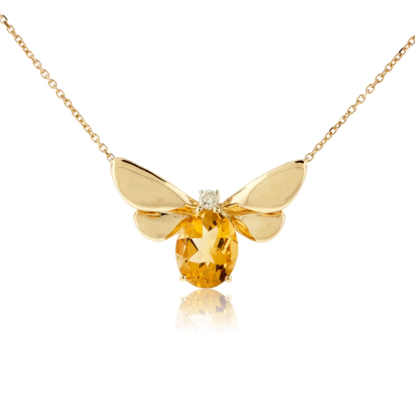 Oval Cut Citrine & Diamond Wing Pendant w/Chain - Park City Jewelers