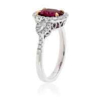 Oval Cut No Heat Ruby & Diamond Three Stone Ring - Park City Jewelers