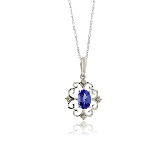 Oval-Cut Tanzanite Accented in Filigree Style Pendant - Park City Jewelers