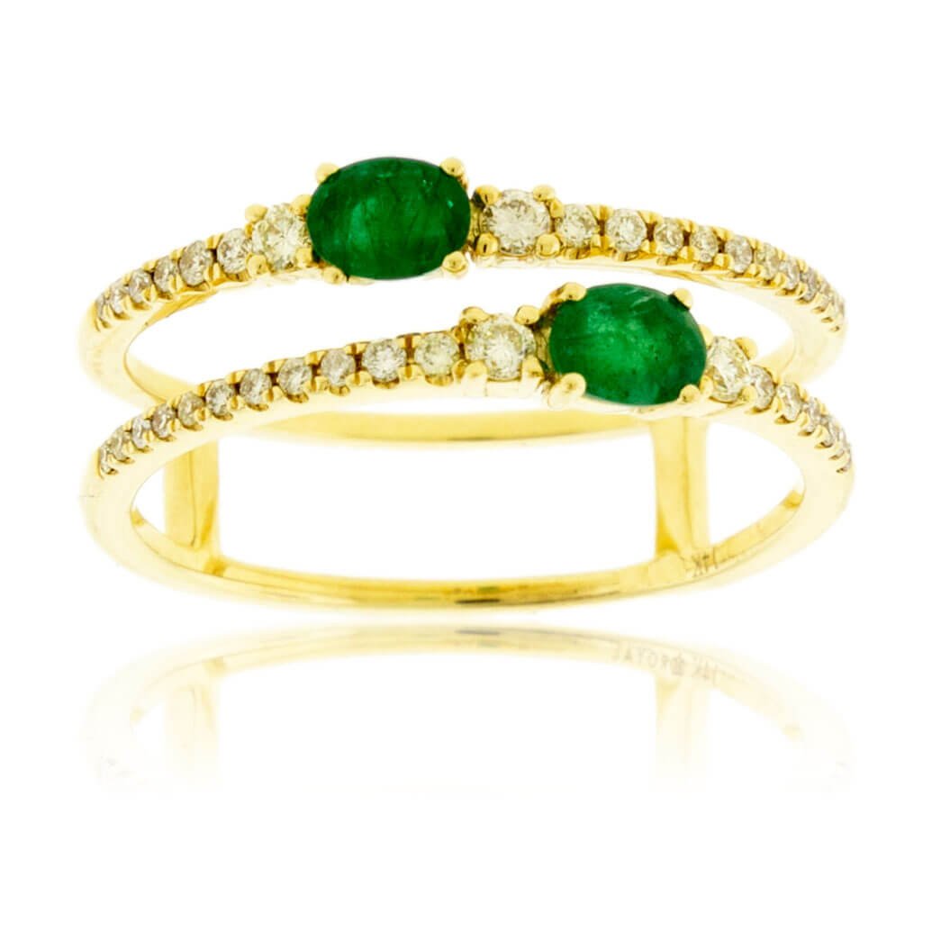 Oval Emerald and Diamond Double Band - Park City Jewelers