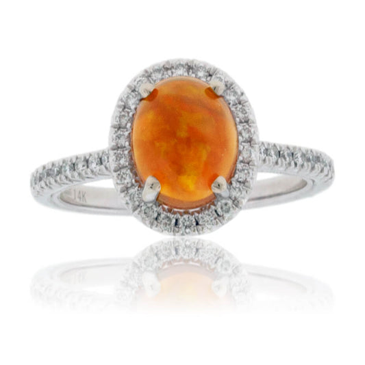Oval Ethiopian Opal and Diamond Halo Ring - Park City Jewelers