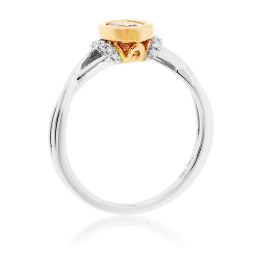 Oval Morganite Bezel Set & Diamond Accented Ring - Park City Jewelers