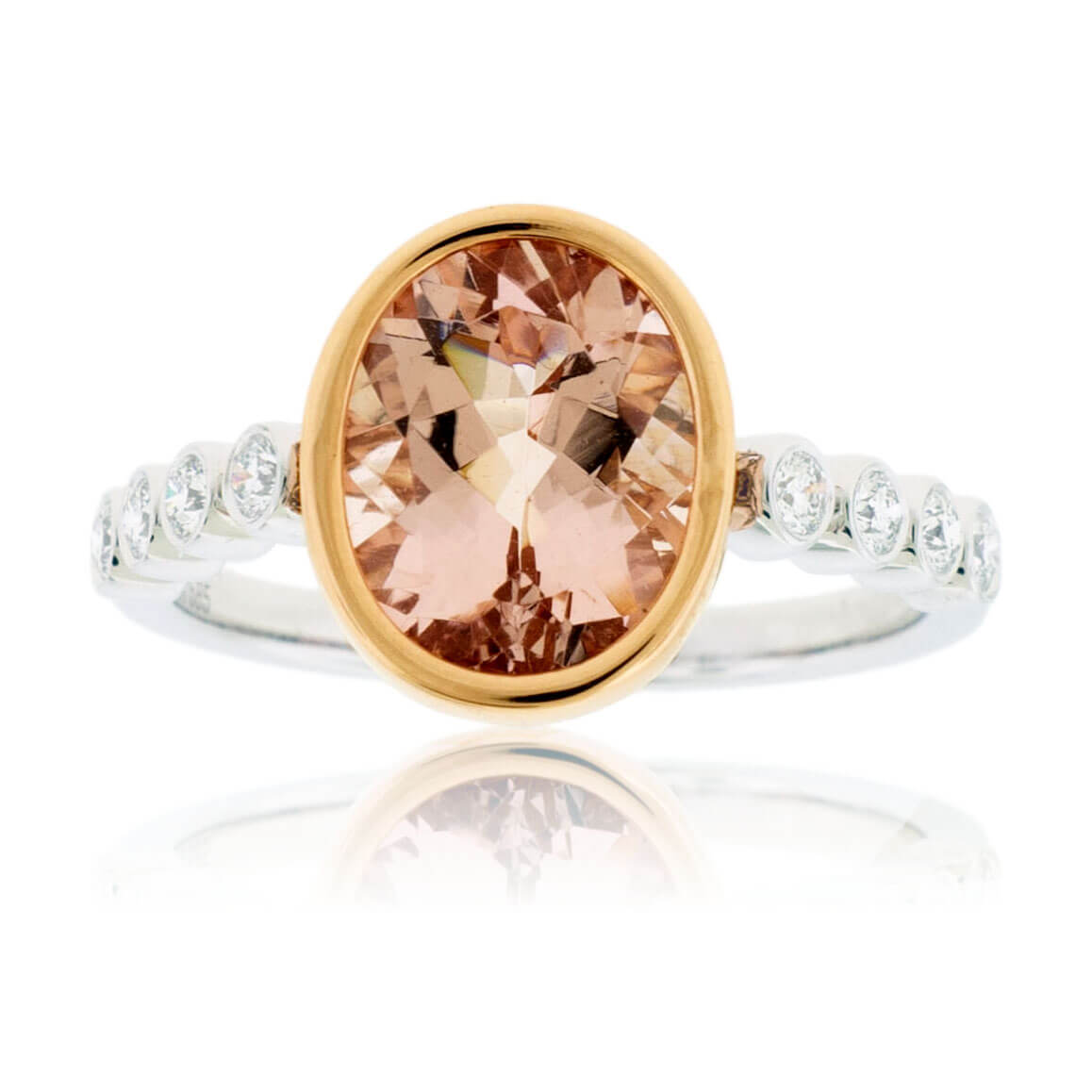 Oval Morganite Bezel Set & Diamond Accented Ring - Park City Jewelers