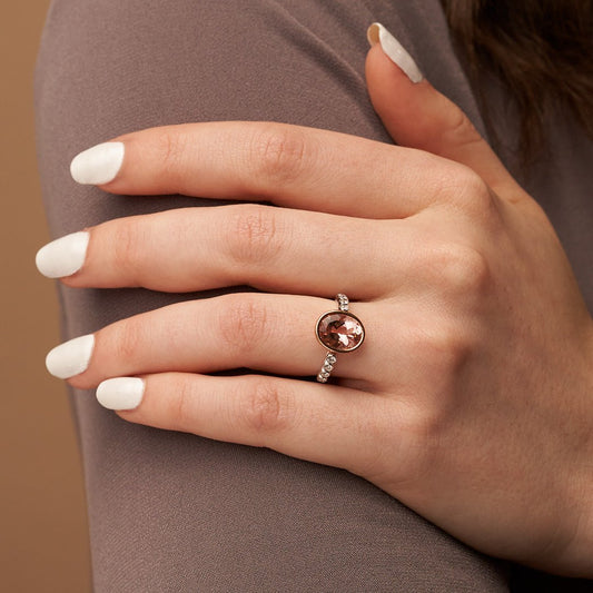 Oval Morganite Bezel Set & Diamond Accented Ring - Park City Jewelers