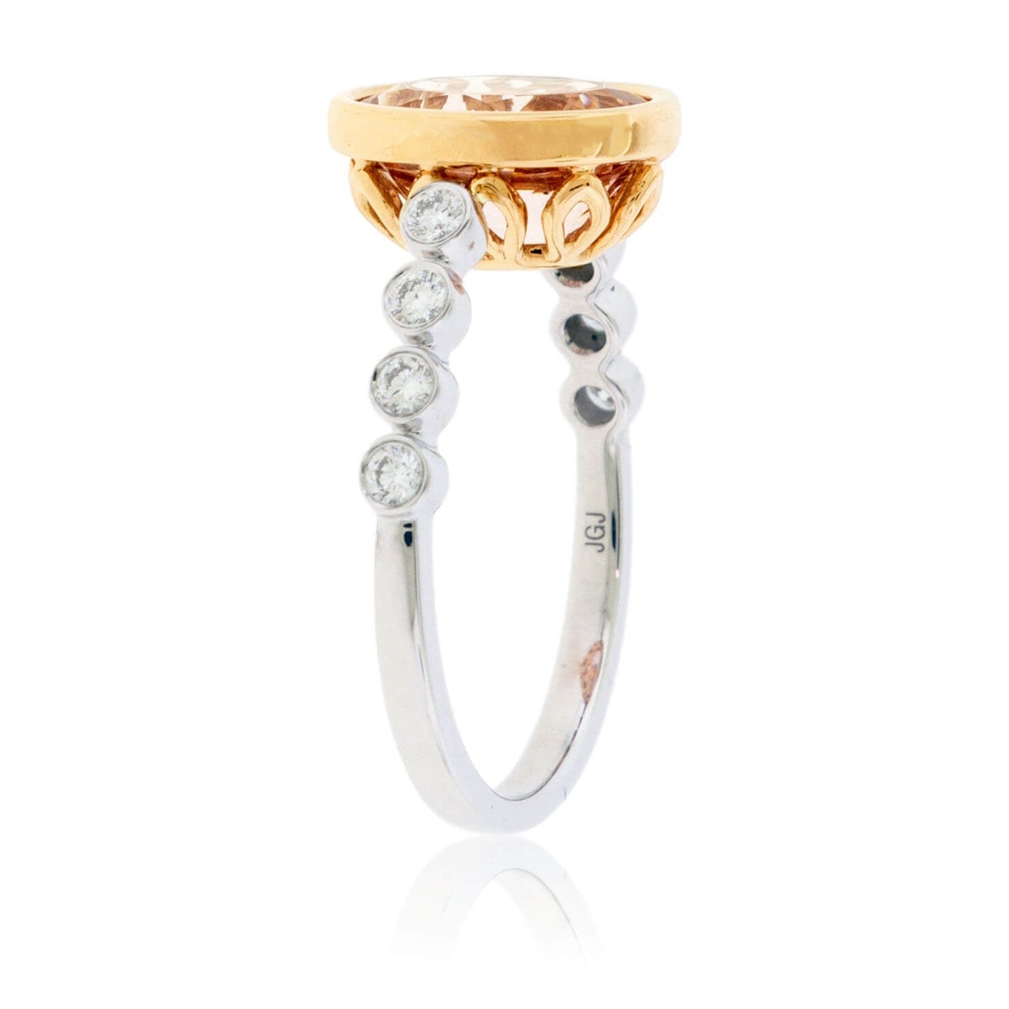 Oval Morganite Bezel Set & Diamond Accented Ring - Park City Jewelers