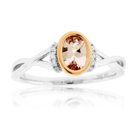 Oval Morganite Bezel Set & Diamond Accented Ring - Park City Jewelers