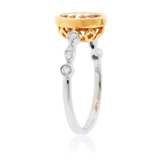 Oval Morganite Bezel Set & Diamond Accented Ring - Park City Jewelers