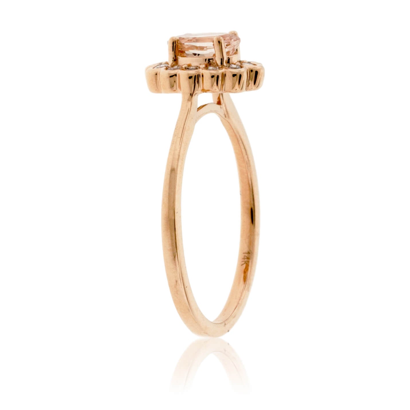 Oval Morganite & Bezel Set Diamond Halo Ring - Park City Jewelers