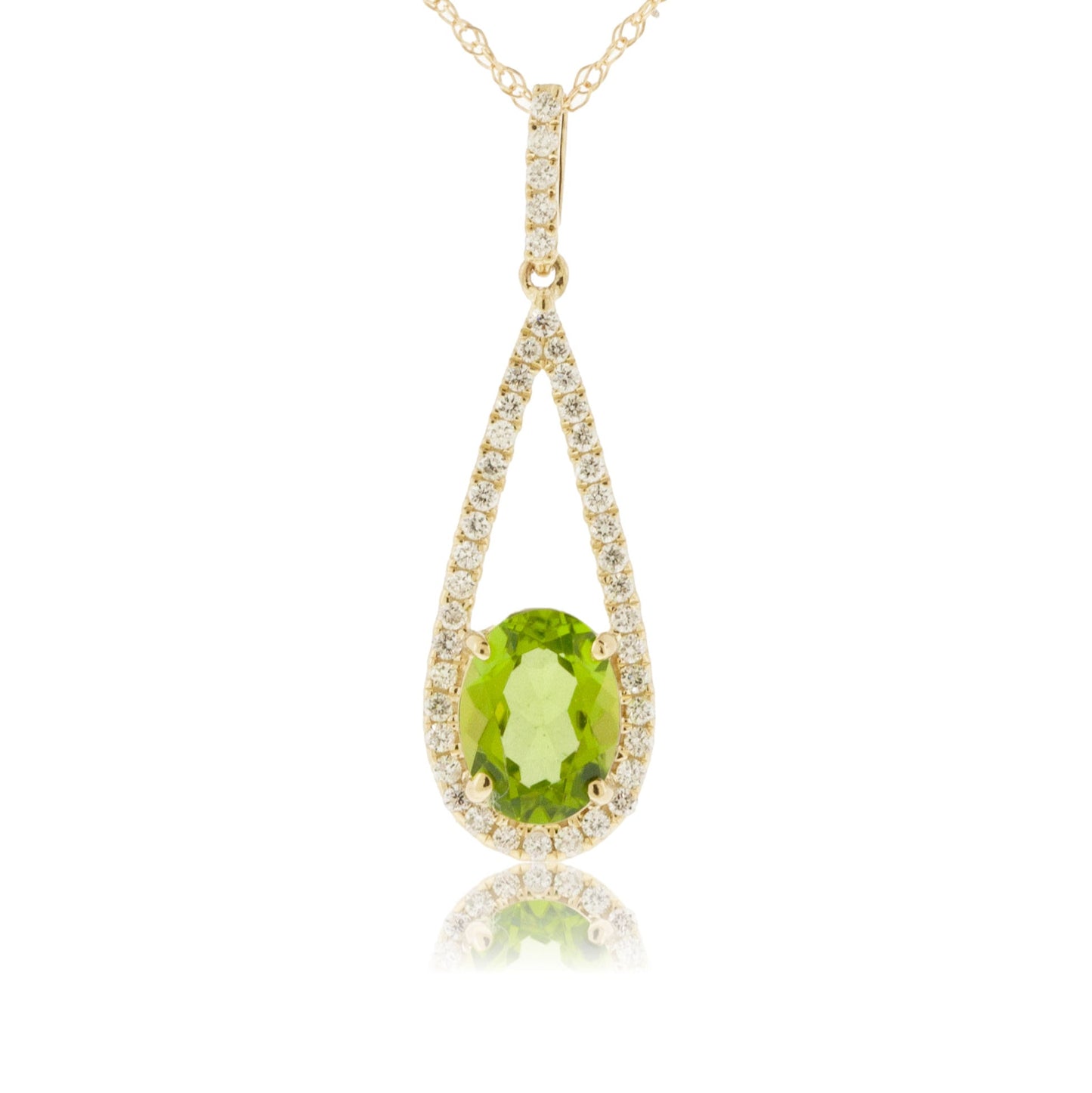 Oval Peridot and Diamond Drop Pendant - Park City Jewelers