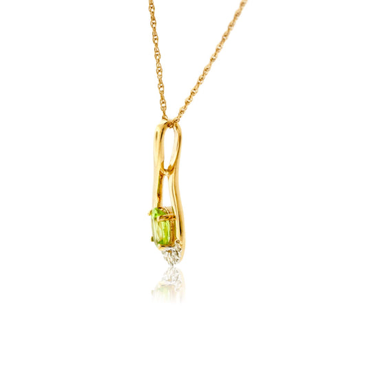 Oval Peridot and Diamond Drop Pendant - Park City Jewelers