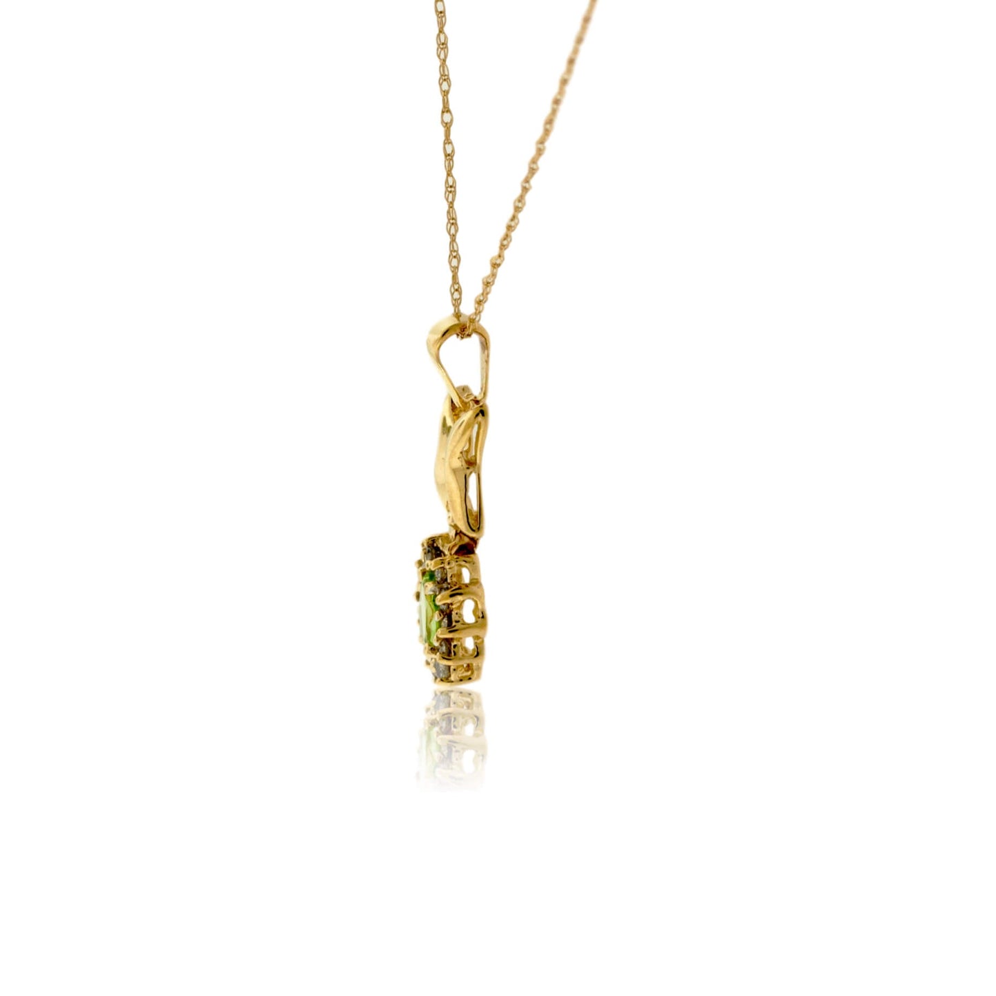 Oval Peridot & Classic Diamond Halo Pendant - Park City Jewelers