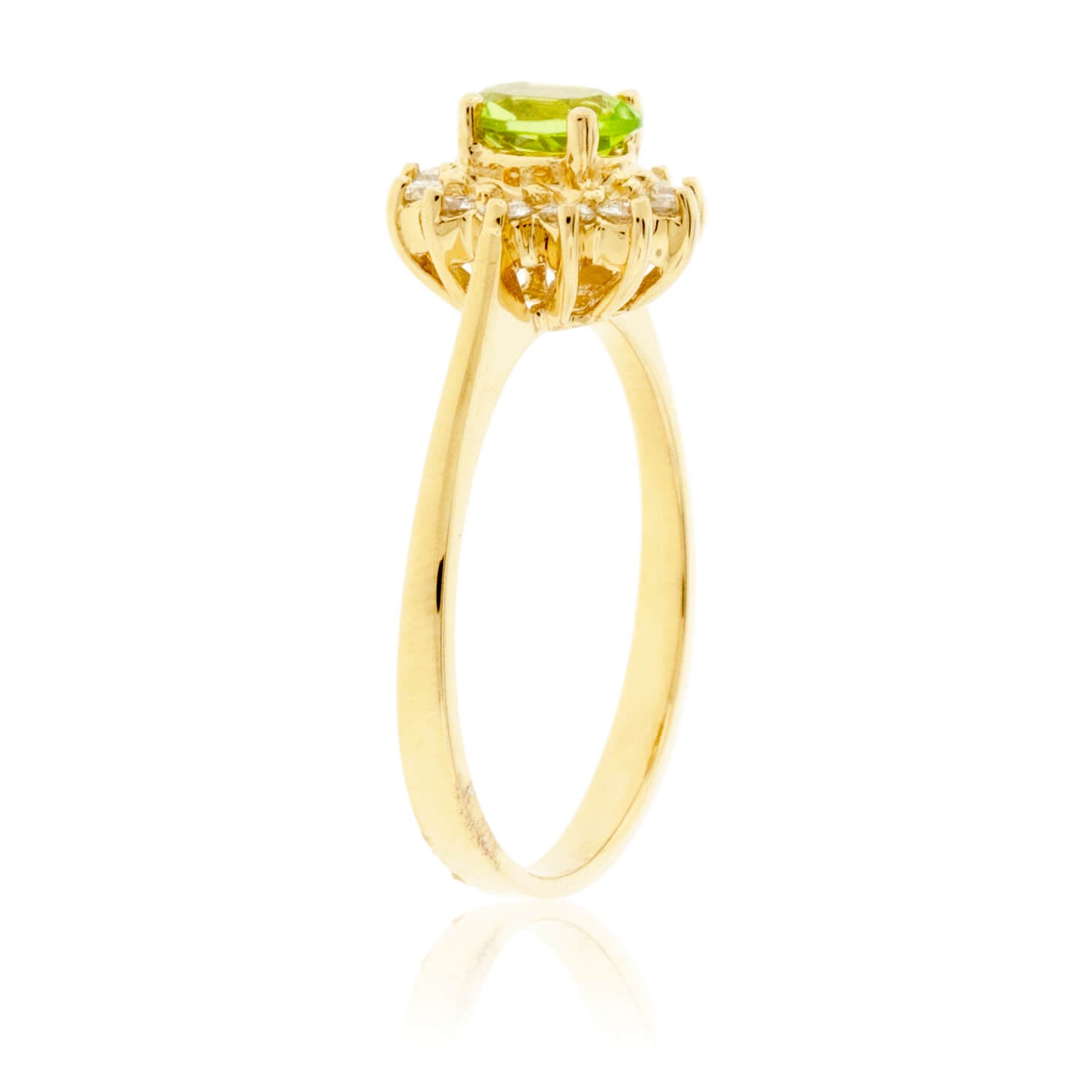 Oval Peridot & Classic Diamond Halo Ring - Park City Jewelers