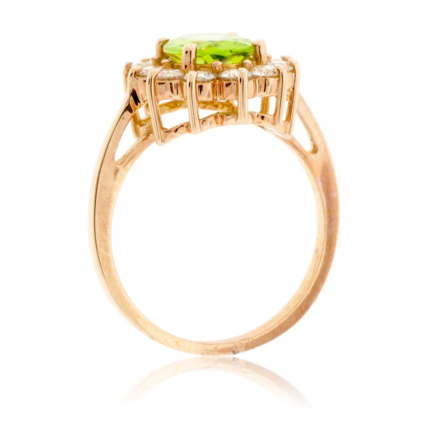 Oval Peridot & Classic Diamond Halo Ring - Park City Jewelers
