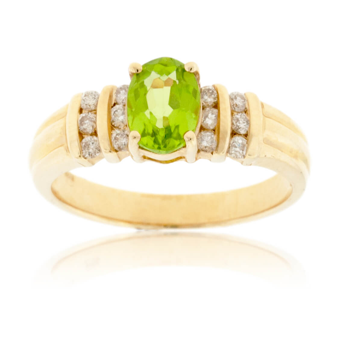 Oval Peridot & Diamond Double Row Ring - Park City Jewelers