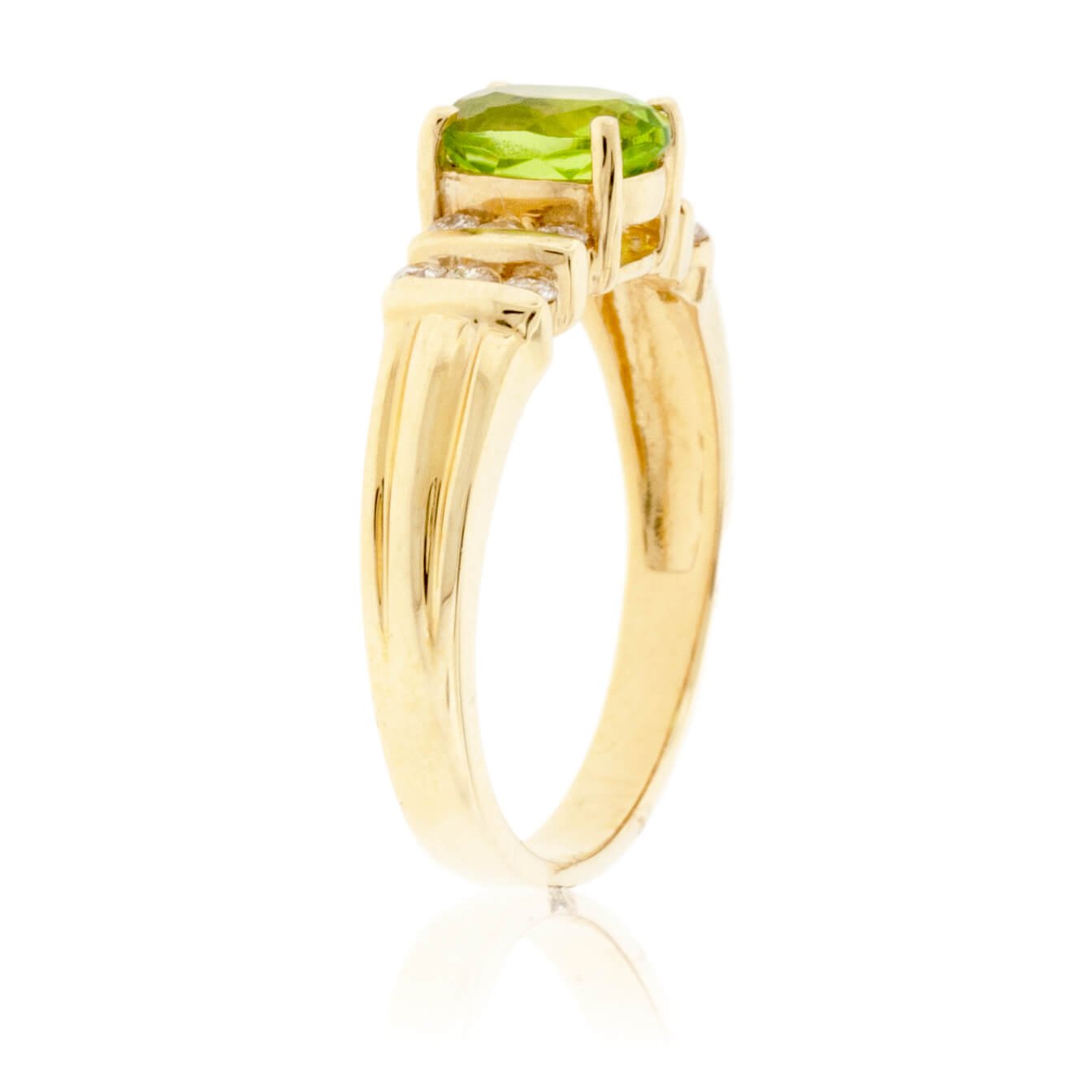 Oval Peridot & Diamond Double Row Ring - Park City Jewelers