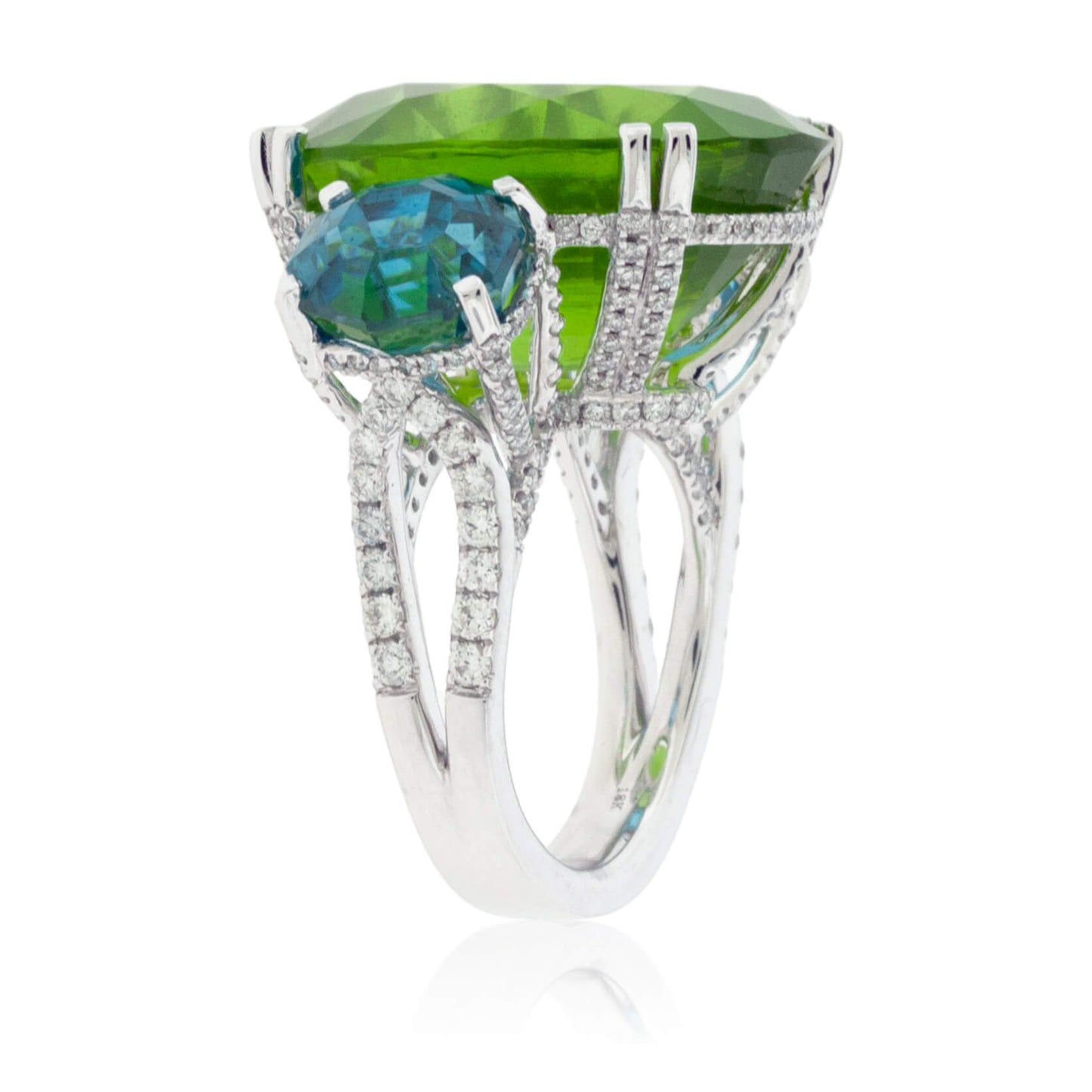Oval Peridot & Oval Blue Zircon Cocktail Ring - Park City Jewelers