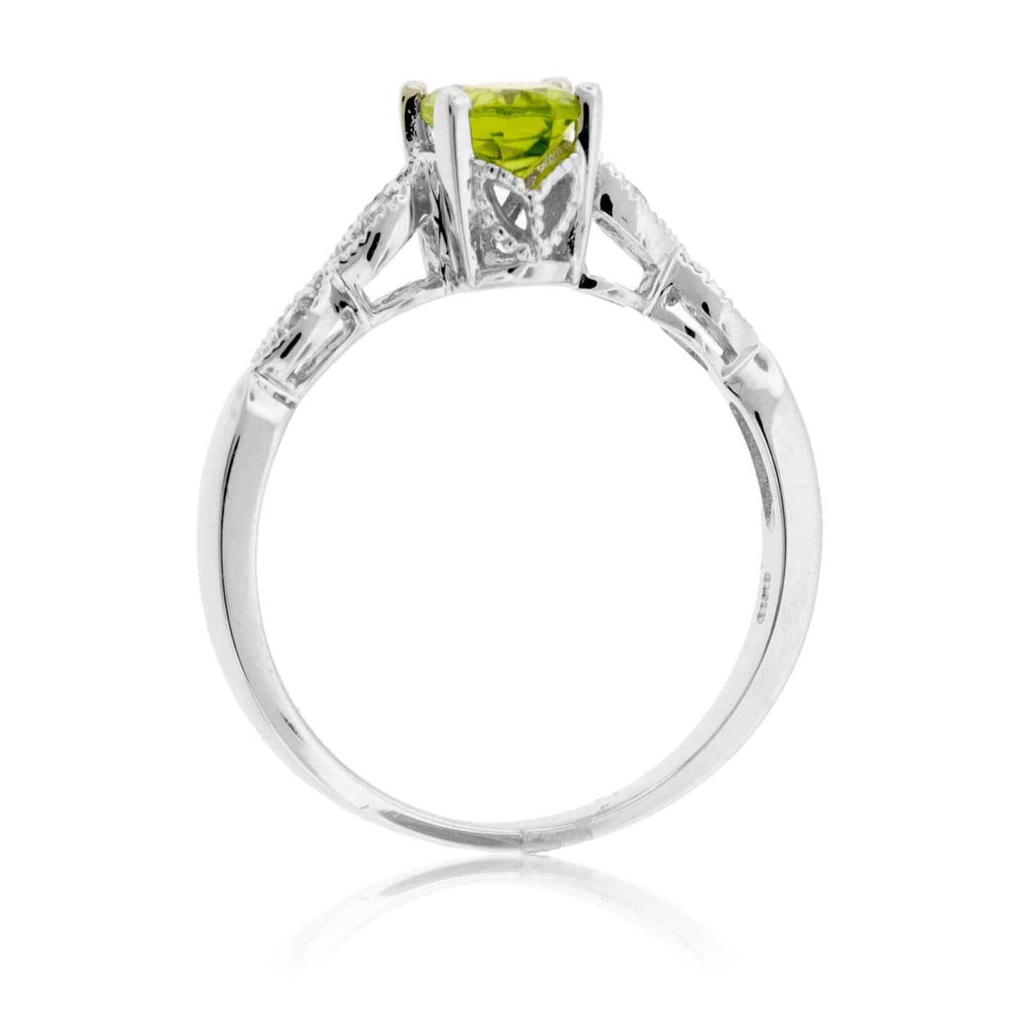 Oval Peridot with Scalloped Diamond Accented Band - Park City Jewelers