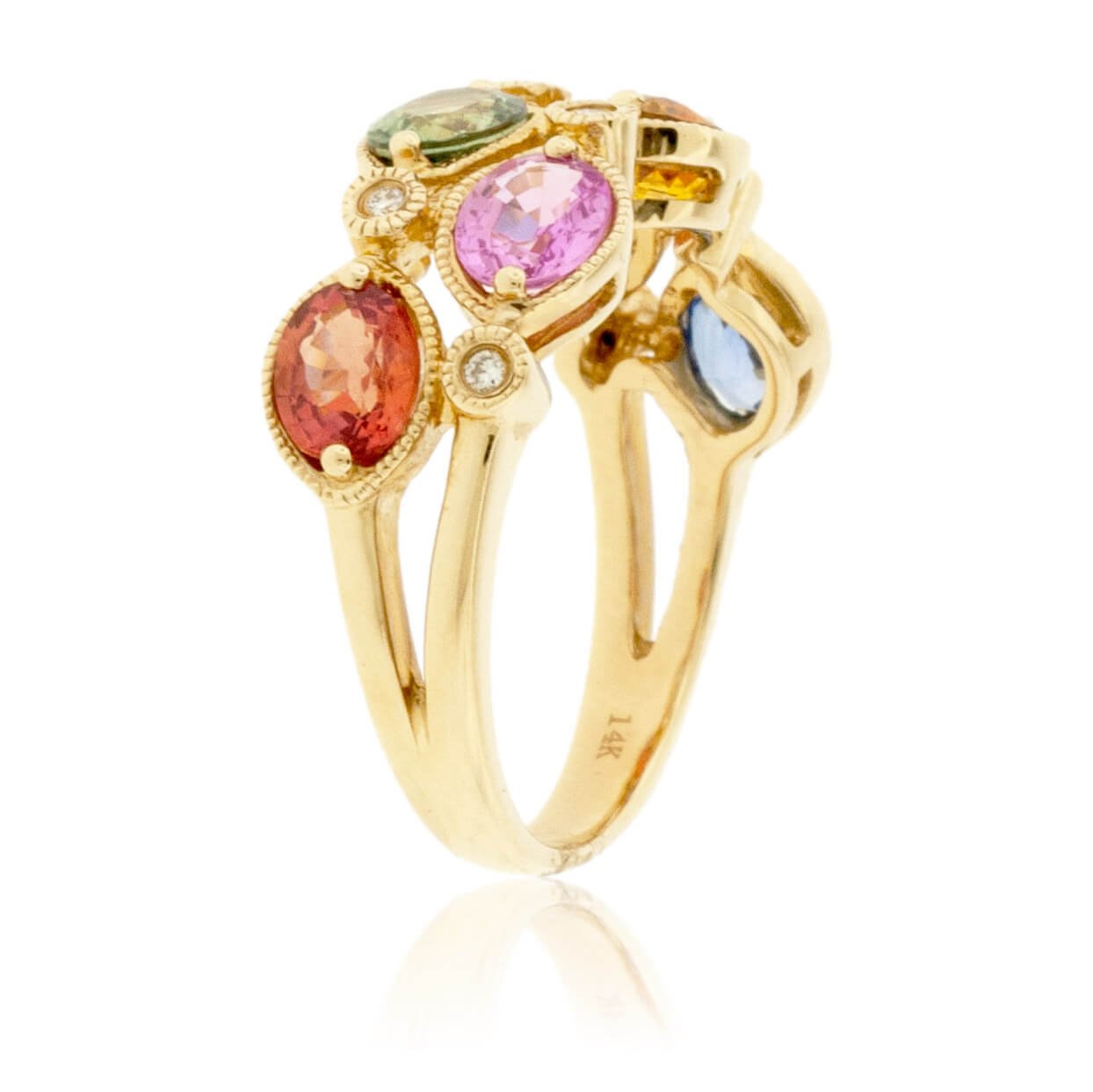 Oval Rainbow Sapphire & Diamond Ring - Park City Jewelers