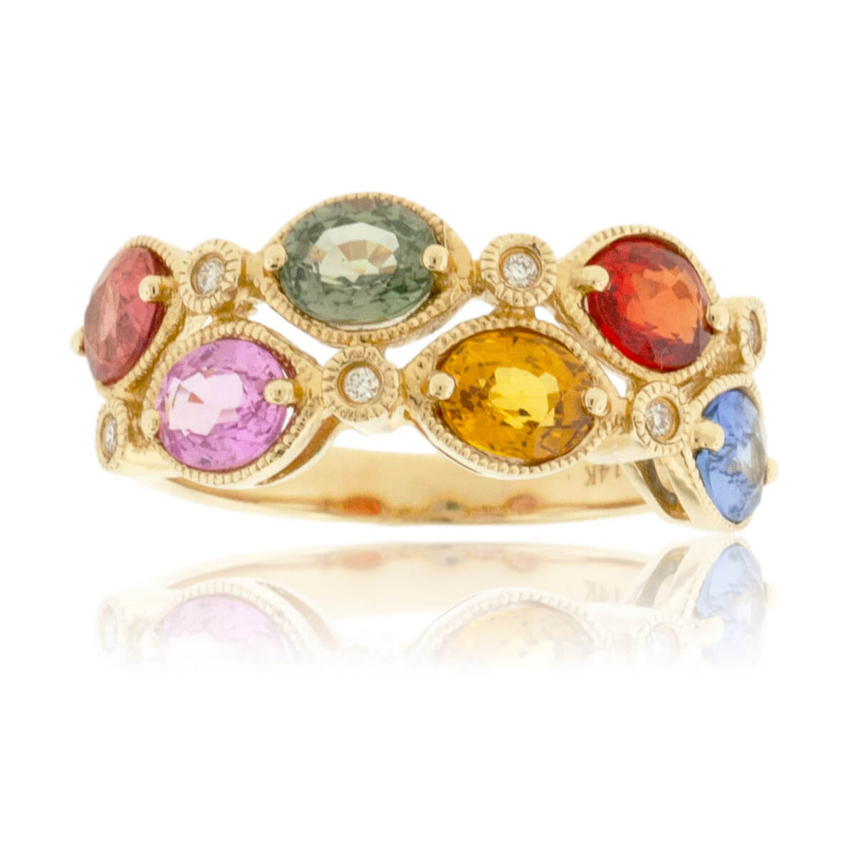 Oval Rainbow Sapphire & Diamond Ring - Park City Jewelers