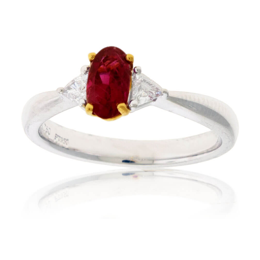 Oval Red Beryl and Trillian Diamond Accented Ring – Park City Jewelers