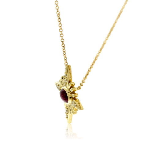 Oval Red Emerald & Diamond Celestial Pendant - Park City Jewelers