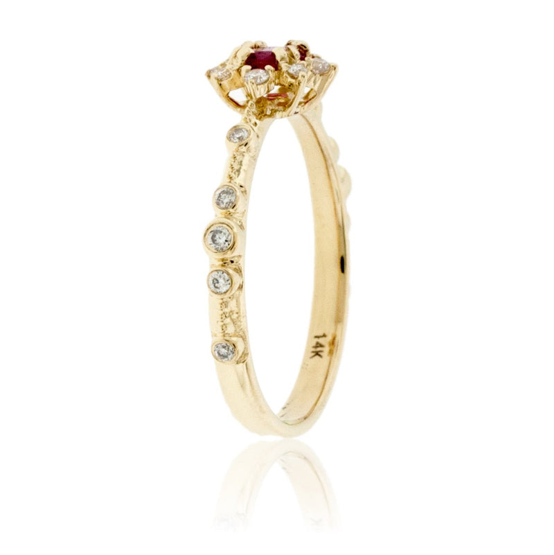Oval Red Emerald with Diamond Ring - Park City Jewelers