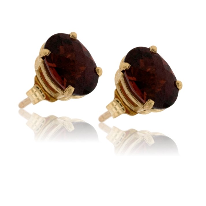 Oval Red Garnet Stud Earrings - Park City Jewelers