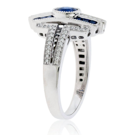 Oval Sapphire & Diamond Art Deco Style Ring - Park City Jewelers