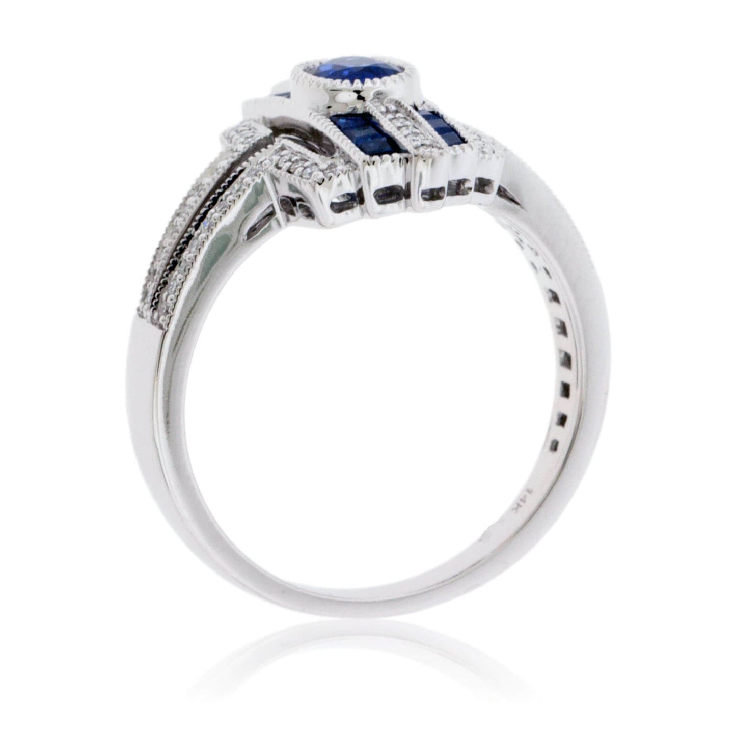 Oval Sapphire & Diamond Art Deco Style Ring - Park City Jewelers