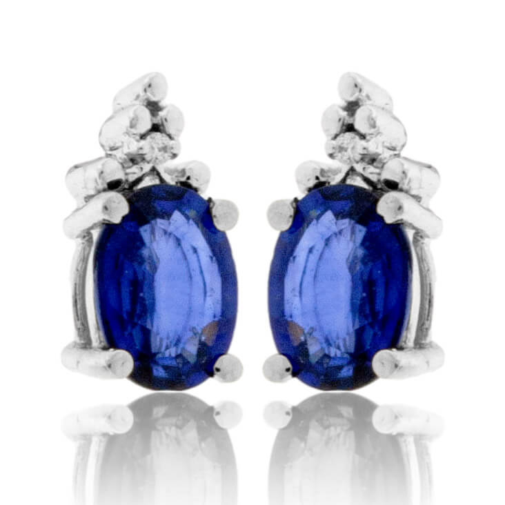 Oval Sapphire with Diamond Accent Stud Earrings - Park City Jewelers